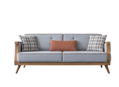 Blue's Fabric Sofa Living room Three Seater Upholstery Furniture Wooden Frame Couch